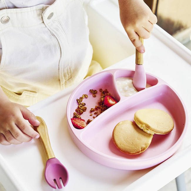 Дитячий посуд та аксесуари - ​Секційна тарілка на присосці силіконова MinikOiOi Portions River Green (101050007)#4