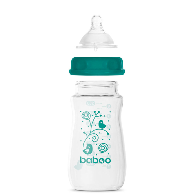 Бутылочки, соски и аксессуары - Бутылочка для кормления Baboo антиколиковая стеклянная 250 мл (3-123)#3