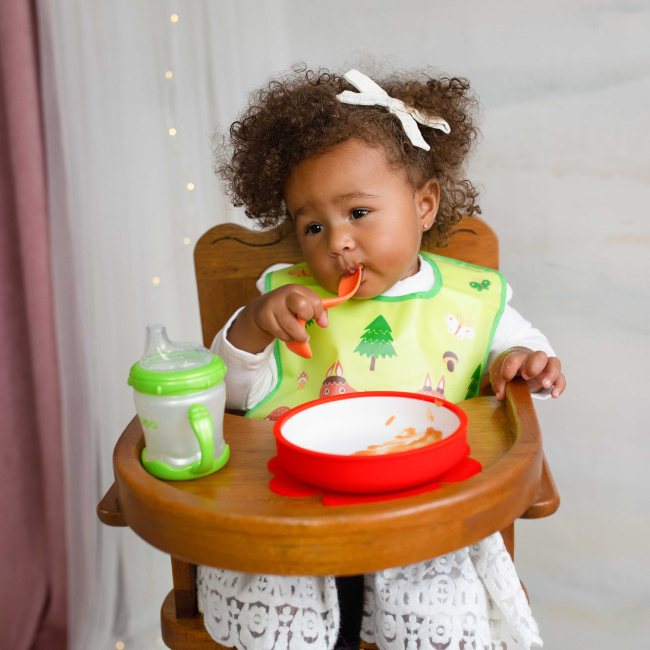 Детская посуда и аксессуары - Изогнутая тренировочная ложка Baboo манго (10-031)#4