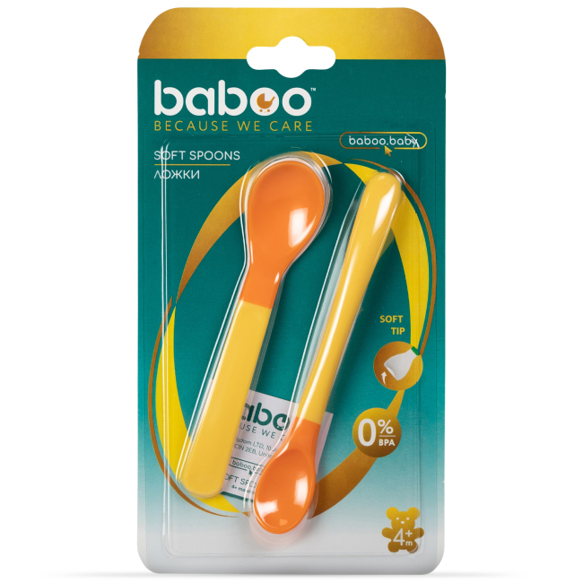 Дитячий посуд та аксесуари - ​М'які ложки Baboo жовті 2 шт (10-035)#4