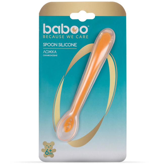 Дитячий посуд та аксесуари - Ложка силіконова Baboo помаранчева (10-008)#4