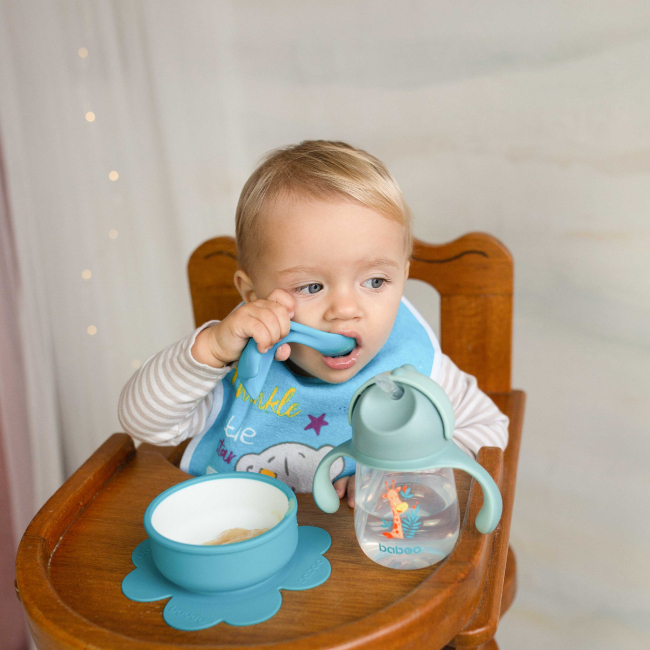 Детская посуда и аксессуары - Мисочка силиконовая Baboo с основой-присоской бирюза (9-022)#6