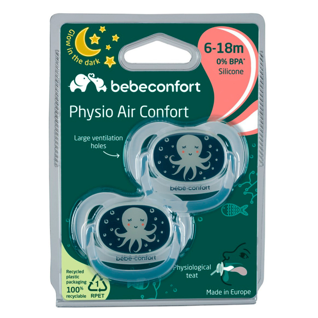 Пустышки и ниблеры - Пустышка Bebe Confort Physio Air Dummy Phospho Bblue Octopus (3104201950)#2