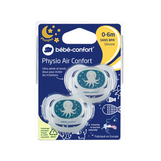 Пустышки и ниблеры - Пустышка Bebe Confort Physio Air Dummy Phospho Bblue Octopus (3104201940)#3