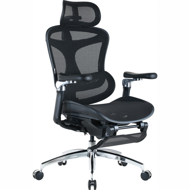 Меблі для геймерів - Крісло офісне з підставкою для ніг Sihoo DORO C300 Pro Mesh Black with footrest (DORO-C300-PRO-M101-JT)#3