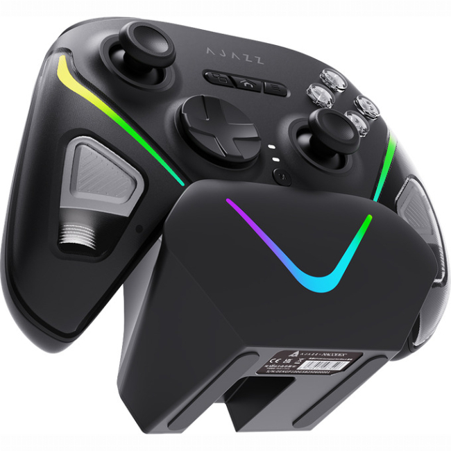 Геймпади - Бездротовий геймпад із зарядною станцією Ajazz GP100S 2.4G/BT/USB Switch/PC/iOS/Android RGB Black (GP100S-B)#3