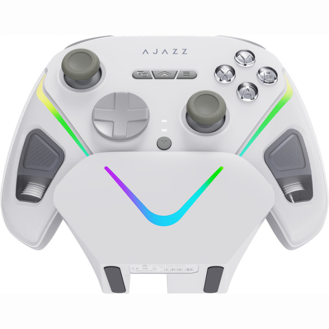 Геймпади - Бездротовий геймпад із зарядною станцією Ajazz GP100S 2.4G/BT/USB RGB White (GP100S-W)#2