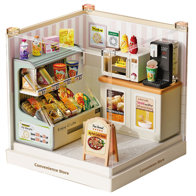 Конструктори з унікальними деталями - Конструктор-румбокс Mini House Інтер'єр Міні Цілодобовий магазин (8033)#2