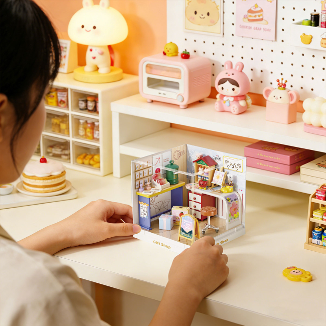 Конструктори з унікальними деталями - Конструктор-румбокс Mini House Інтер'єр Міні Крамниця подарунків (8037)#6