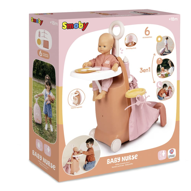 Меблі та будиночки - ​Ігровий набір Smoby Бебi Ньорс Розкладна валіза теракотова пудра 3 в 1 (7600220392)#4
