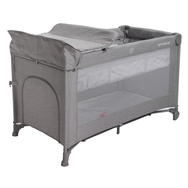 Манежи - Кроватка-манеж Velano Tino light grey 2 в 1 (46159)#3
