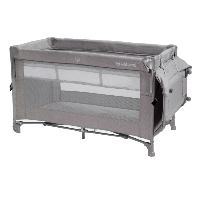 Манежи - Кроватка-манеж Velano Tino light grey 2 в 1 (46159)#4
