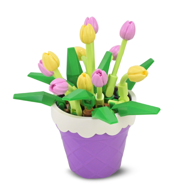 Конструкторы с уникальными деталями - Конструктор Sembo Block Тюльпаны 69 деталей (601291)#2