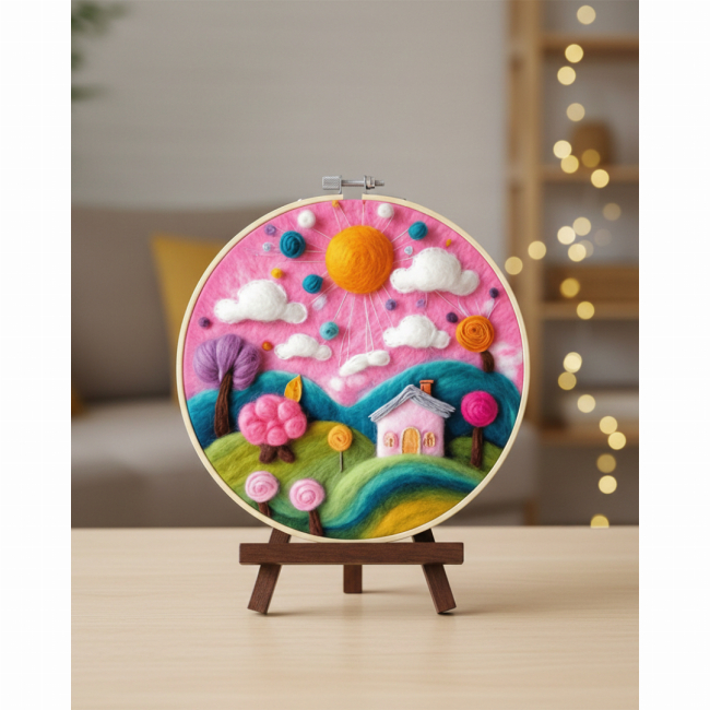 Набори для творчості - Набір для валяння картини з вовни Brushme Світ рожевих мрій (EFL006)#2