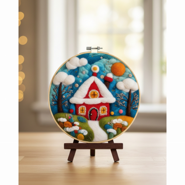 Набори для творчості - Набір для валяння картини з вовни Brushme Зимовий будинок (EFL008)#2