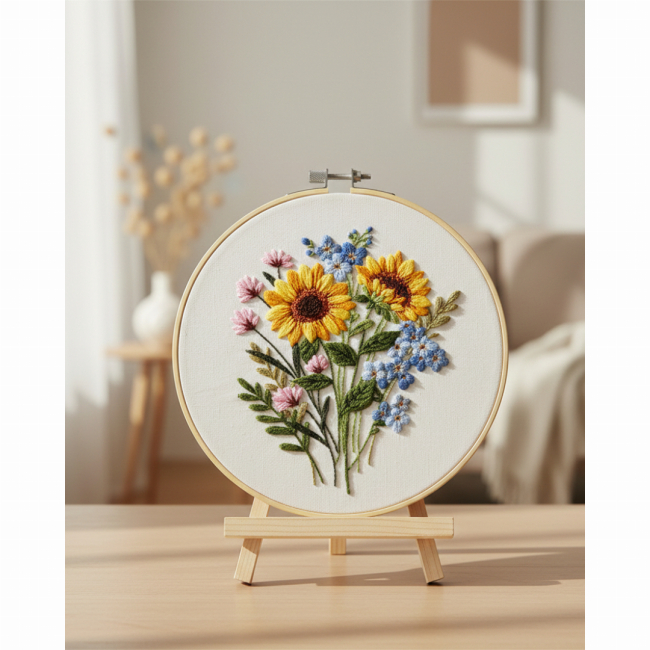 Наборы для творчества - Набор для вышивки гладью Brushme Солнечный букет (EMBR009)#2