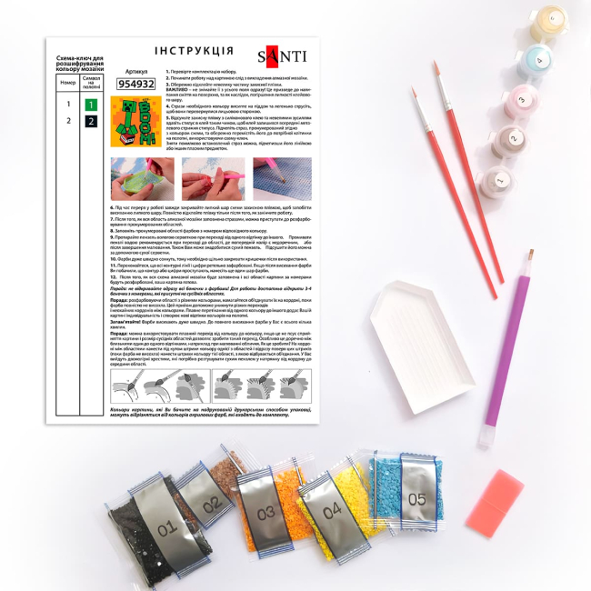 Товары для рисования - Картина по номерам с алмазной мозаикой Santi Майнкрафт Крипер Бум 25 х 25 см (954932)#3