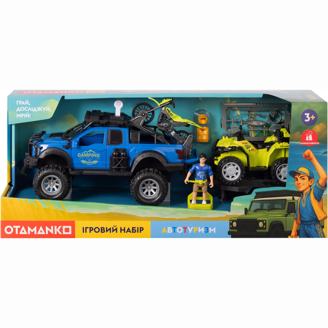 Автомоделі - Ігровий набір Otamanko Автотуризм Позашляховик з квадроциклом та мотоциклом (5320295)#4