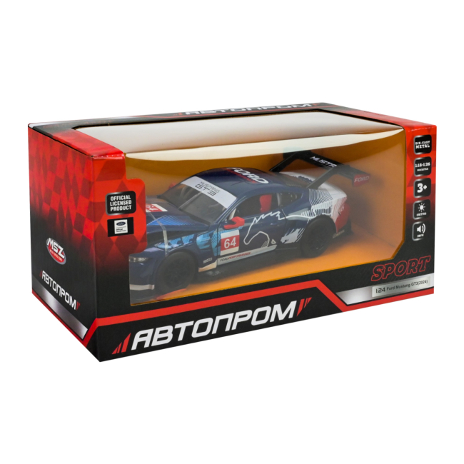 Автомоделі - Автомодель Автопром Ford Mustang GT3 синя 1:24 (661293A(B))#6