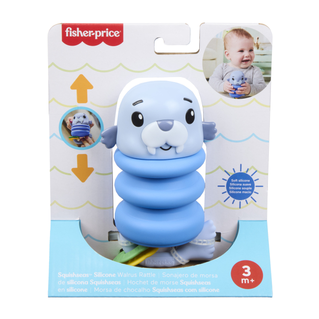Брязкальця, прорізувачі - Сенсорний гризунець Fisher-Price Морські друзі синій (JHB54/2)#4
