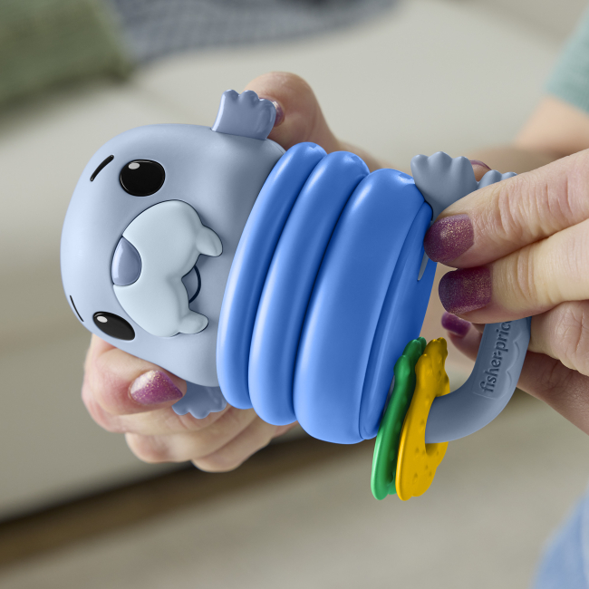 Брязкальця, прорізувачі - Сенсорний гризунець Fisher-Price Морські друзі синій (JHB54/2)#5