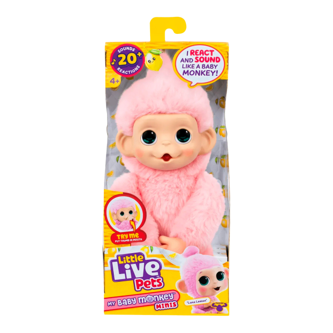 Мягкие животные - ​Интерактивная игрушка Little Live Pets Обезьяна Луна Лемон розовая (26764)#3