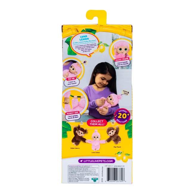 Мягкие животные - ​Интерактивная игрушка Little Live Pets Обезьяна Луна Лемон розовая (26764)#6