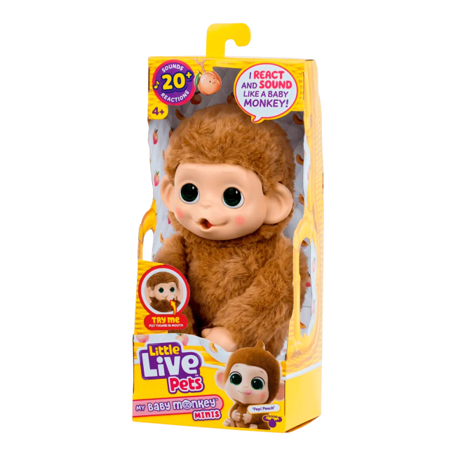 М'які тварини - Інтерактивна іграшка Little Live Pets Мавпеня Пепі Піч бежева (26766)#4