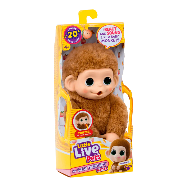 М'які тварини - Інтерактивна іграшка Little Live Pets Мавпеня Пепі Піч бежева (26766)#5