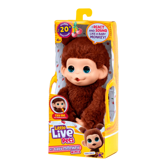 М'які тварини - ​Інтерактивна іграшка Little Live Pets Мавпеня Чікі Черрі коричнева (26765)#4