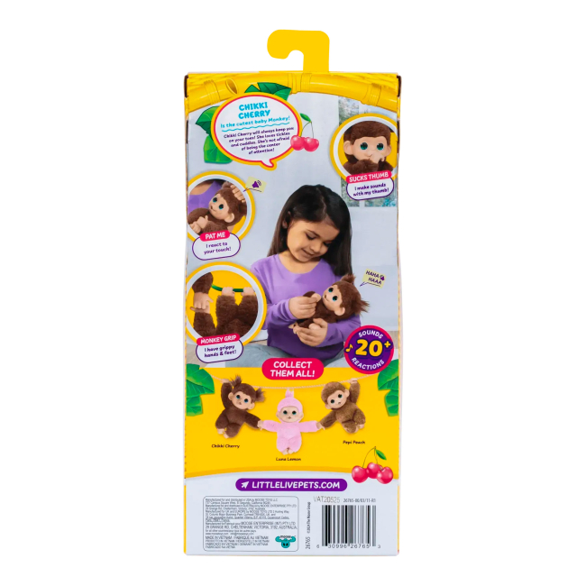 М'які тварини - ​Інтерактивна іграшка Little Live Pets Мавпеня Чікі Черрі коричнева (26765)#5