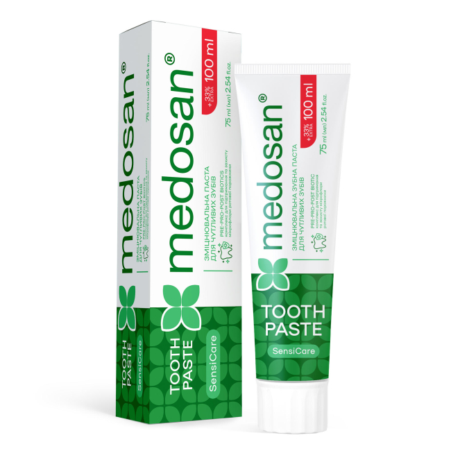 Косметика - Зміцнювальна зубна паста для чутливих зубів Medosan SensiCare 75 мл (4823109411647)#2