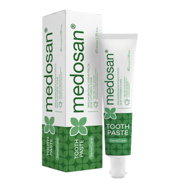 Косметика - Зміцнювальна зубна паста для чутливих зубів Medosan SensiCare 40 мл (4823109414198)#2