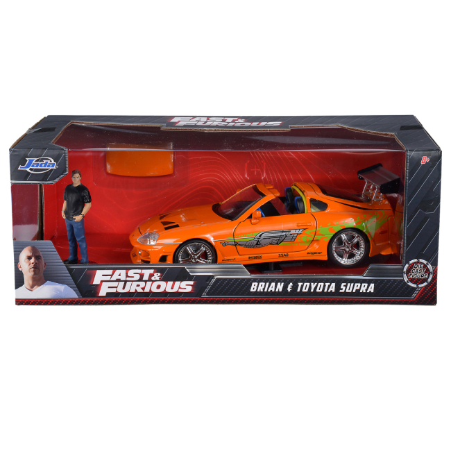 Автомодели - ​Автомодель Jada Форсаж Тойота Супра 1995 с фигуркой Брайана оранжевая (9330738314R00)#2
