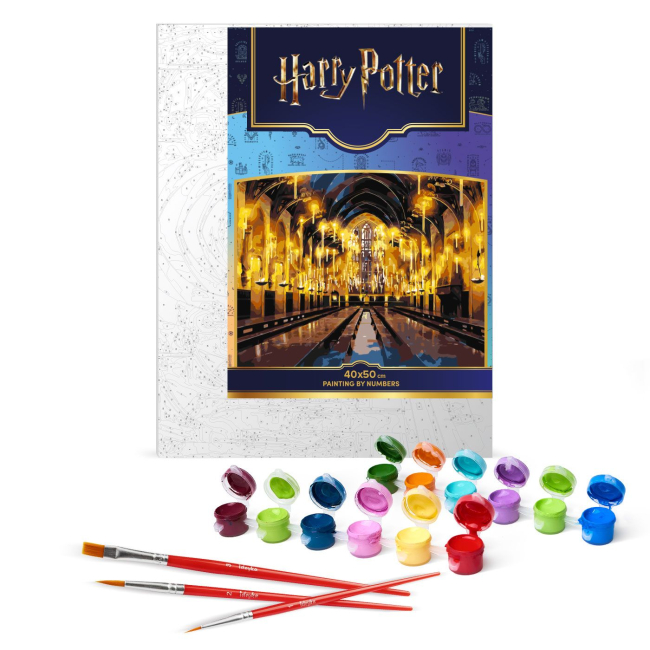 Товары для рисования - Картина по номерам Ідейка WB Harry Potter Большой зал с красками металлик 40 х 50 см (KHO5233)#2