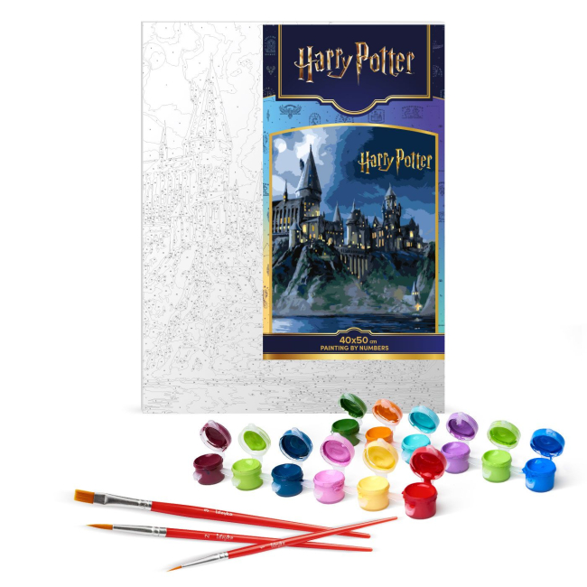 Товары для рисования - Картина по номерам Ідейка WB Harry Potter Хогвартс ночью с красками металлик extra 40 х 50 см (KHO5230)#2