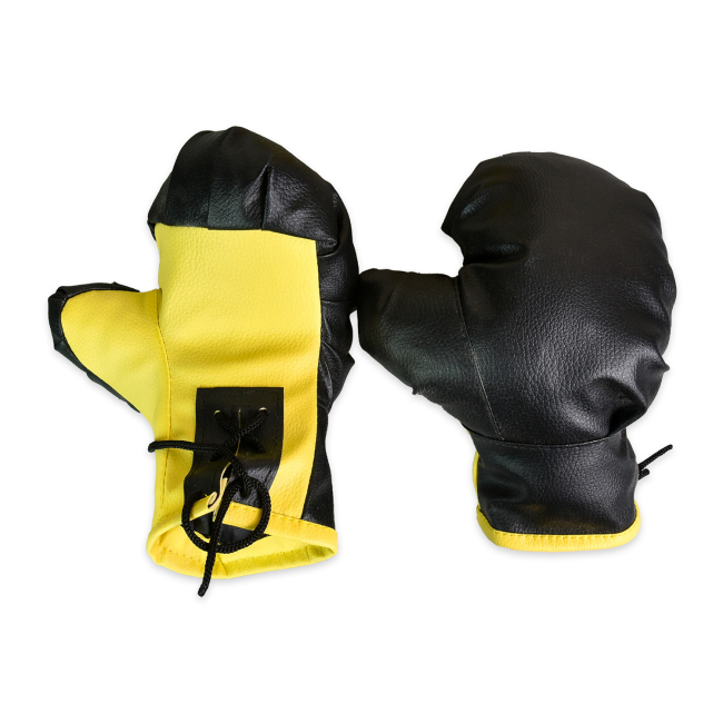Спортивні активні ігри - Боксерський набір Strateg Рукавички та лапа жовто-чорні (2084)#2