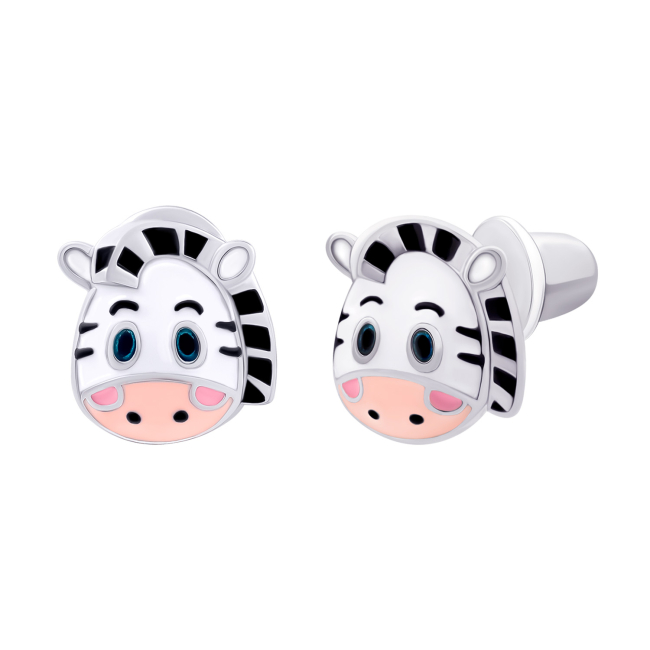 Ювелирные украшения - Серьги UmaUmi Зебрёнок с бело-черной эмалью (2210000031753)#2