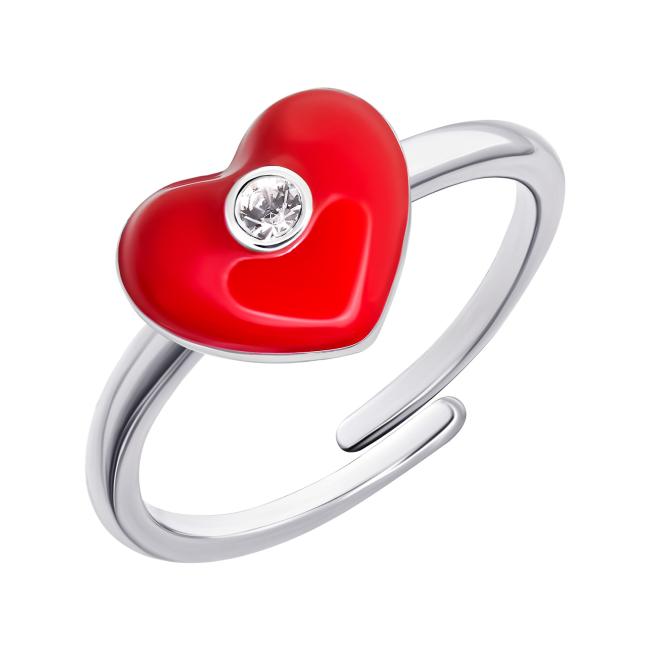 Ювелирные украшения - Кольцо UmaUmi Symbols Сердечко с красной эмалью и фианитом (2210000018853)#2