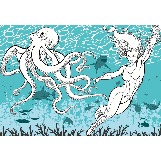 Розмальовки та актівітібуки (2-6 років) - Розмальовка зі стікерами Ідейка WB Аквамен (LCB46)#3