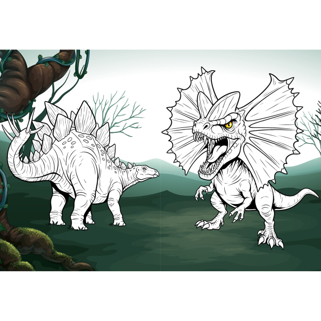 Розмальовки та актівітібуки (2-6 років) - Розмальовка зі стікерами Ідейка Хижі динозаври  (CB47)#3