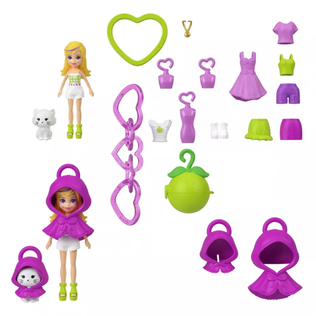 Брелоки - Набір-підвіска Polly Pocket Мінімодниця з нарядами фіолетова (JKR46/1)#2