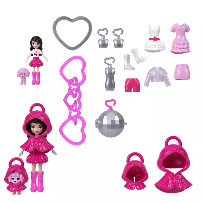Брелоки - Набір-підвіска Polly Pocket Мінімодниця з нарядами рожева (JKR46/2)#2