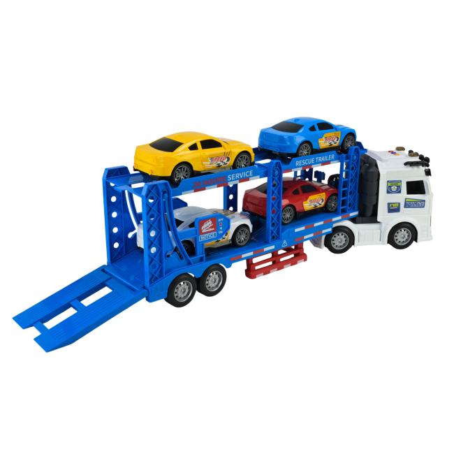 Транспорт і спецтехніка - Ігровий набір Країна Іграшок Трейлер-автовоз і 4 машинки (JP588-81C)#2