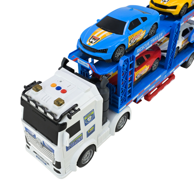 Транспорт і спецтехніка - Ігровий набір Країна Іграшок Трейлер-автовоз і 4 машинки (JP588-81C)#4