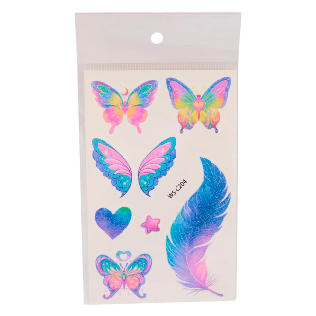 Косметика - Набір тату для тіла Qunxing toys Барвисті метелики (WS-C201-C210)#2