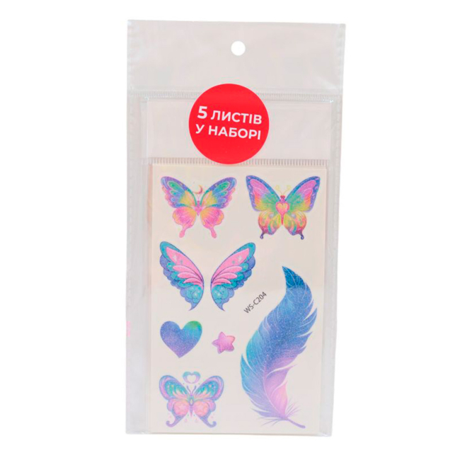 Косметика - Набір тату для тіла Qunxing toys Барвисті метелики (WS-C201-C210)#7