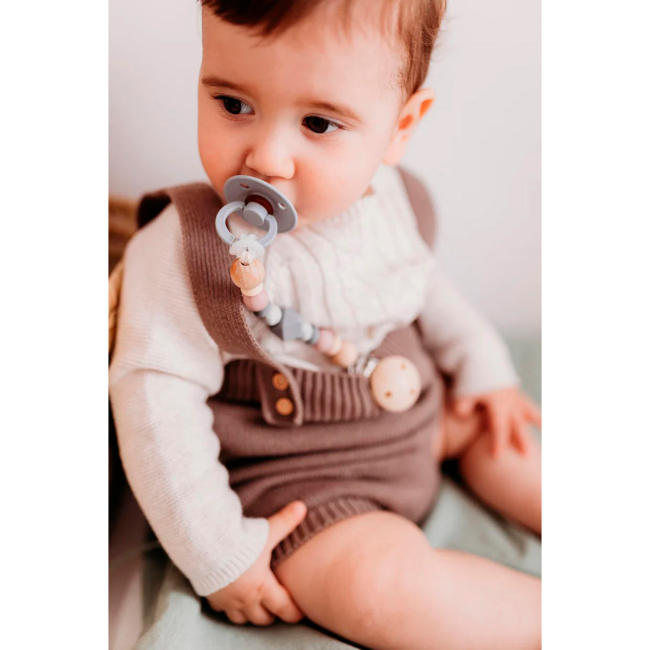 Пустышки и ниблеры - Цепочка для пустышки Kikadu серебристо-серо-розовая (1515231)#2