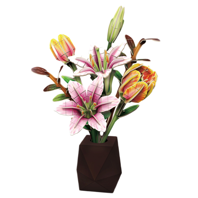 3D-пазлы - Трехмерный пазл CubicFun Букет цветов Лилии и тюльпаны (P871h)#2