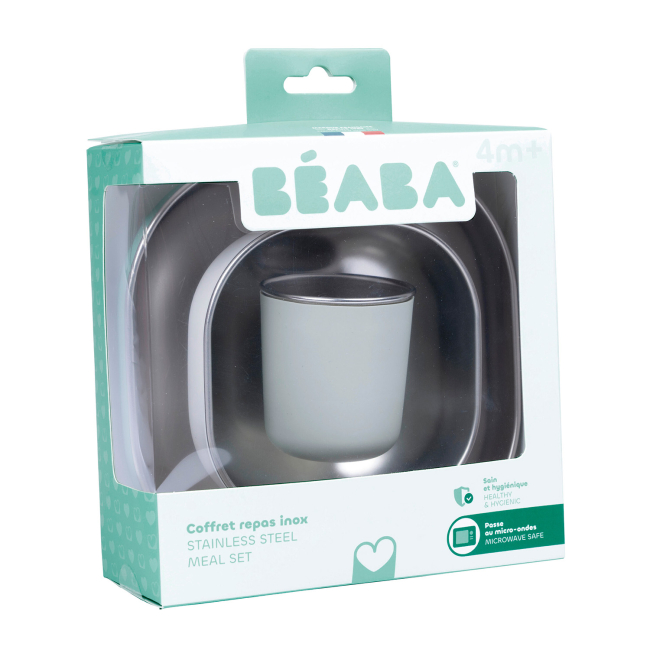 Детская посуда и аксессуары - Набор посуды Beaba металлический оливковый (913583)#3